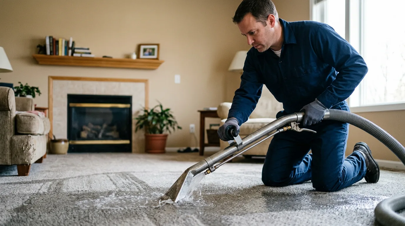 Water damage restoration technician working near Matamoras, PA
